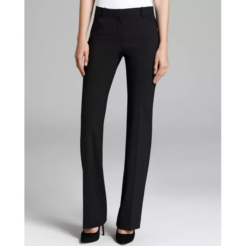 Theory Max 2 Urban Wool Blend Straight Pants Black Women 8‎ Career Office USA